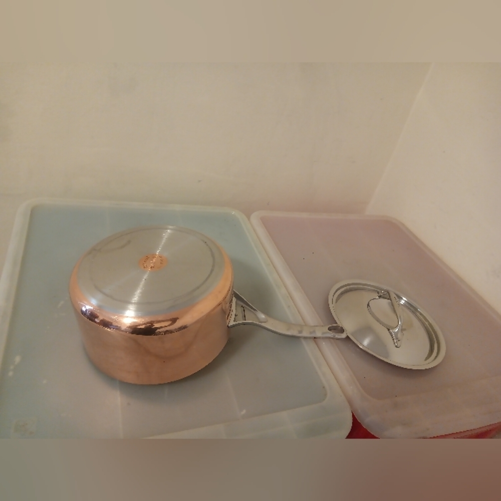 Copper Saucepan with Lid. Debuyer Prima Matera.